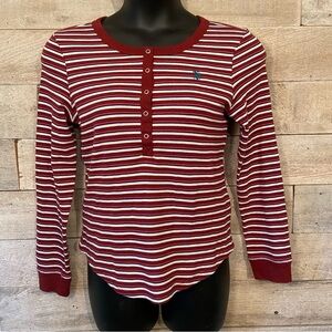 U.S. Polo Assn. women’s red & white striped long-sleeved top ‎ in size large